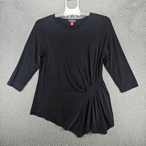 Vince Camuto Top Women's Medium Basic Minimal‎ Black 3/4 Sleeve Blouse Work M